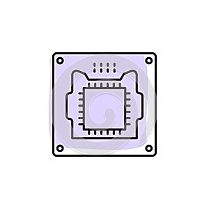 Hardware, processor, chip with color shadow vector icon in hardware set
