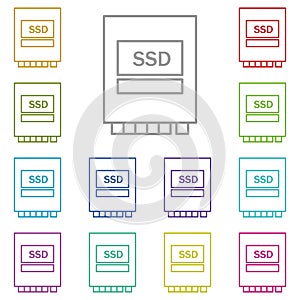 hardware, SSD, disk, hard multi color icon. Simple thin line, outline vector of hardware icons for UI and UX, website or mobile