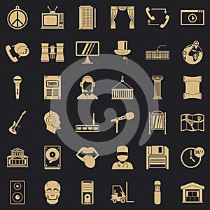 Hardware tech icons set, simple style