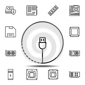 hardware, USB cable icon. Simple thin line, outline vector element of hardware icons set for UI and UX, website or mobile