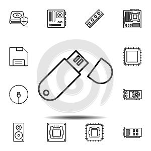 hardware, USB, memory icon. Simple thin line, outline vector element of hardware icons set for UI and UX, website or mobile