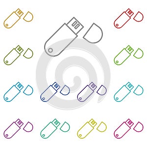 hardware, USB, memory multi color icon. Simple thin line, outline vector of hardware icons for UI and UX, website or mobile