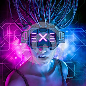 Hardwired cyberpunk girl