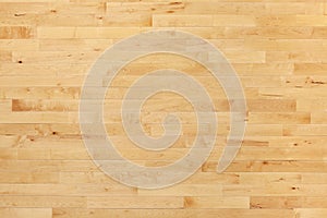 Hardwood basketball court floor viewed from above