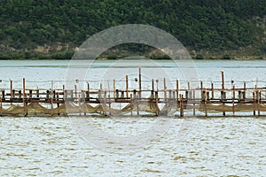 Hardwood construction for salmon fishing network