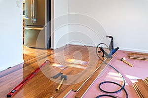 Hardwood floor installation photo