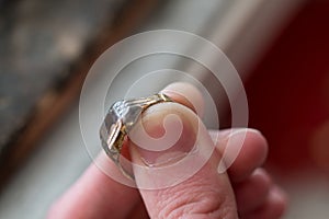 Goldsmith Working On A Unfinished Ring