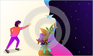 Hardworking vector illustration, flat character design and background