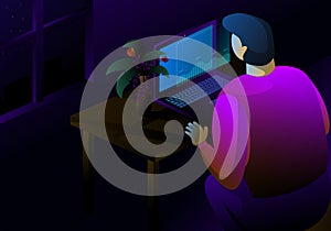 Hardworking vector illustration, flat character design and background