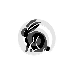 Hare black icon, vector sign on isolated background. Hare concept symbol, illustration