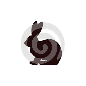 Hare black silhouette, Easter rabbit symbol, cartoon bunny outline logo, vector wild animal of the tundra and taiga