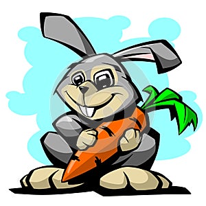 Hare with carrot vector illustration