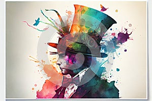 Hare Mad Hatter watercolor