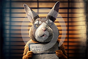 Hare rabbit bad Animal police mugshot line up generative ai