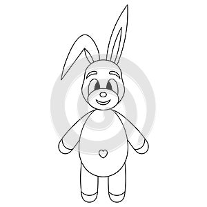 Hare. Rabbit with a cute belly. Sketch. Vector illustration. Outline on an isolated white background. Coloring book for children.