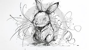 Hare-raising Tension: Frazzled Ink Cartoon Rabbit