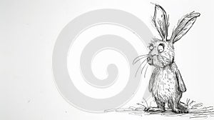 Hare-raising Tension: Frazzled Ink Cartoon Rabbit