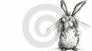 Hare-raising Tension: Frazzled Ink Cartoon Rabbit