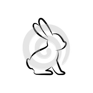 Hare symbol. Rabbit sign. Hare, rabbit icon. Animal silhouette. Vector minimalist illustration.