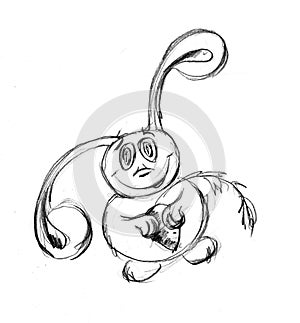 Hare on white background