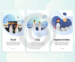 User interface kit for Hajj guide step by step vector illustration