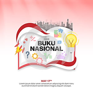 Hari Buku Nasional or Indonesia National Book Day with an open book