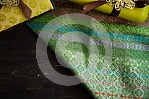 Hari Raya or Eid background with Malay Muslim traditional culture design photo