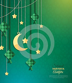 Hari Raya greeting card on green