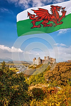 Harlech Castle in Wales, United Kingdom, series of Walesh castles