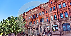 Harlem district and its typical house, New York.