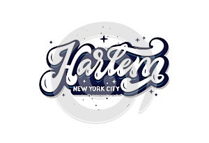 Harlem New York city logo. Hand drawn lettering composition