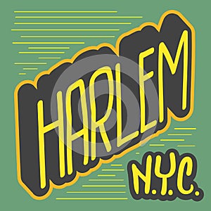 Harlem New York Usa Label Sign Logo Hand Drawn Lettering for t shirt or sticker Vector Image