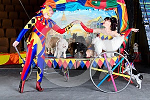 Harlequin and Colombina in love photo