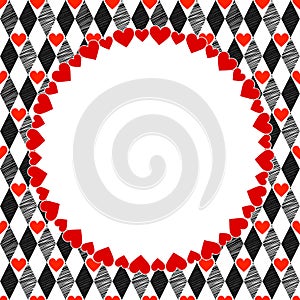 Harlequin Hearts Art Background, Frame