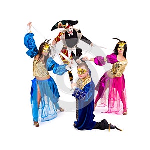 Harlequin and marionettes