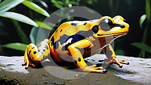 Harlequin poison dart frog, Oophaga histrionica, a small poisonous animal from the jungle of Colombia