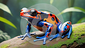 Harlequin poison dart frog, Oophaga histrionica, a small poisonous animal from the jungle of Colombia