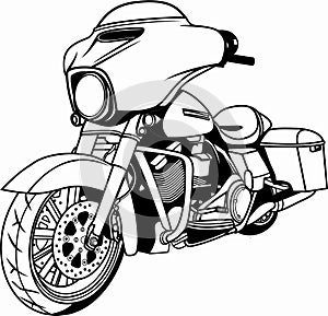 Harley davidson motorcycle black white vector photo