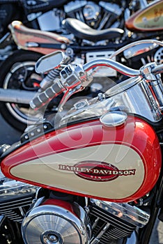 Harley Davidsons in a row