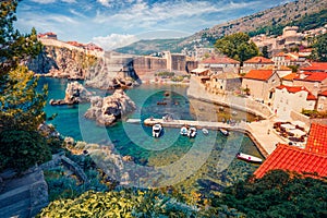 Aerial mornig view of Old Town from Fort Bokar. photo