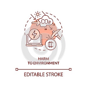 Harm to environment orange concept icon