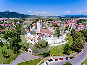 Harman Fortified Church in Transylvania Romania as seen from above