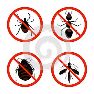 Harmful insects set icon isolated on white background.
