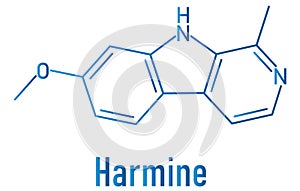 Harmine alkaloid molecule. Skeletal formula.