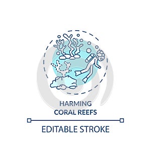 Harming coral reefs concept icon