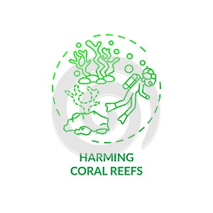 Harming coral reefs concept icon