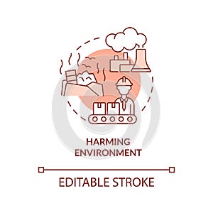 Harming environment red concept icon