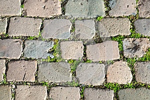 harmonic background pattern of cobble stone paved street