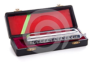 Harmonica isolated on white background