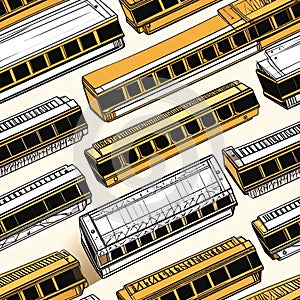 Harmonica Pattern - Musical Instrument Background Design